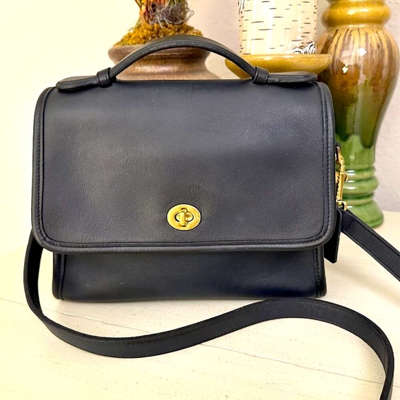 Coach Handbags - Coach VINTAGE "Court" 9870 Black Bag RESTORED